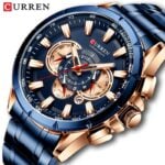 original Curren Men's Watch Top Luxury Brand Big Dial Blue Quartz Men Watches Chronograph