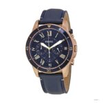 original Fossil Grant Watch Blue Dial Men's Chronograph Watch Stainless Steel and Leather Quartz Watch FS5237