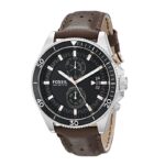 Fossil Men's Watch Wakefield Chronograph Watch with Leather Strap Black Dial Quartz Wristwatch for Men CH2944