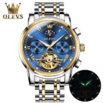 OLEVS  Men Watch Automatic Mechanical Watches Waterproof Stainless Steel Wristwatch Chronograph Luxury