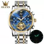 OLEVS  Men Watch Automatic Mechanical Watches Waterproof Stainless Steel Wristwatch Chronograph Luxury