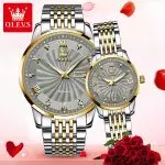 OLEVS Waterproof Stainless Steel Automatic Mechanical Watch for Couples Luxury Luminous Lovers Watch Pair Men and Women 6630