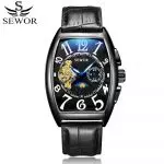 SEWOR Relogio Masculino Luxury Brand Tourbillon Mechanical Mens Watches Brand Men Military Leather Men Sports Watch Waterproof