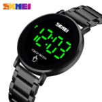 SKMEI Fashion Men Digital Watch Male Touch Screen LED Light Display 3bar Waterproof Stainless Steel Strap   1550