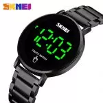 SKMEI Fashion Men Digital Watch Male Touch Screen LED Light Display 3bar Waterproof Stainless Steel Strap   1550