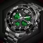 SKMEI  Men Watch Digital Sport Wristwatch Steel Strap Waterproof Clock 1649