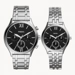 FOSSIL His and Her Fenmore Midsize Multifunction Stainless Steel Watch Gift Set