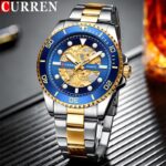 CURREN Sport Men Watch Top Brand Luxury Gold Blue Business Waterproof Male Clock Stainless Steel Quartz Man Wristwatch 8412