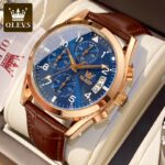 OLEVS Luxury Men's Watches Waterproof Luminous Quartz Wrist watch Leather Date
